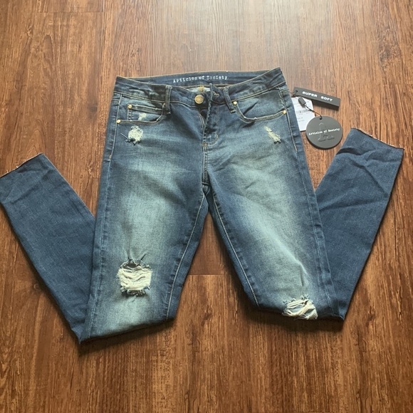Articles of Society Sarah Jeans Distressed Skinny Leg Prairie Wash 26 Waist NWT - Picture 2 of 12
